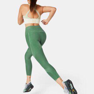 Fanka High Waisted 7/8 Leggings Green Sculpt Tummy Control Yoga Workout Pants